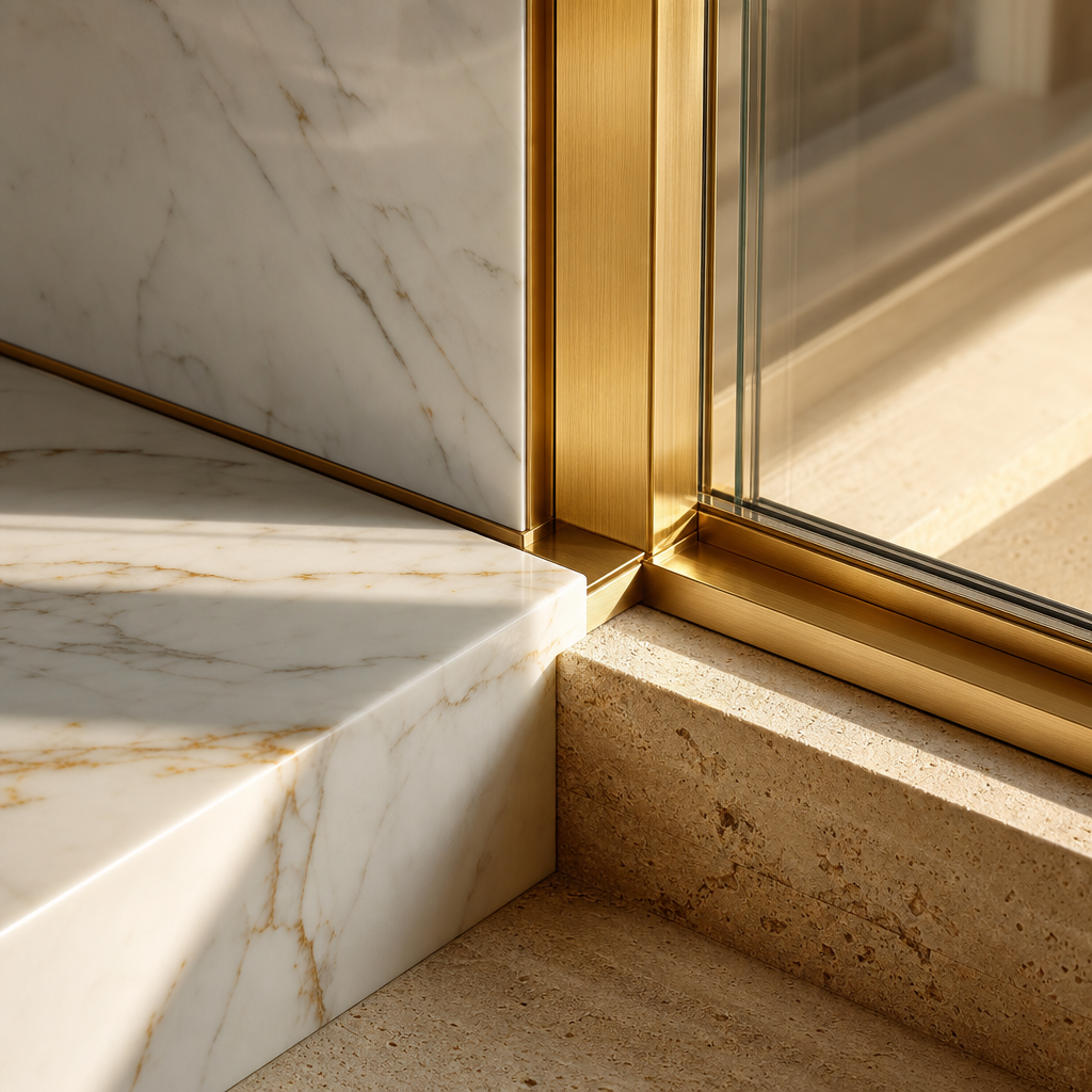 Marble and champagne-gold material detail
